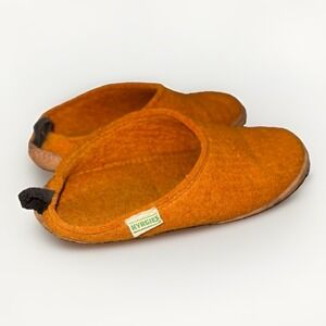 Kyrgies Wool Slippers Womens 38 US 8 Wide Suede Leather Sole Orange House Shoes